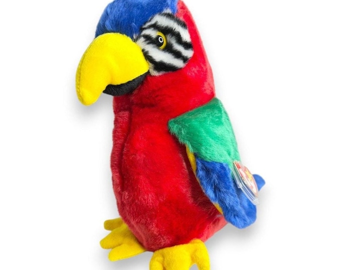 Jabber the Parrot | Tropical Chatterbox | Mint Heart Tag TY Beanie Buddy