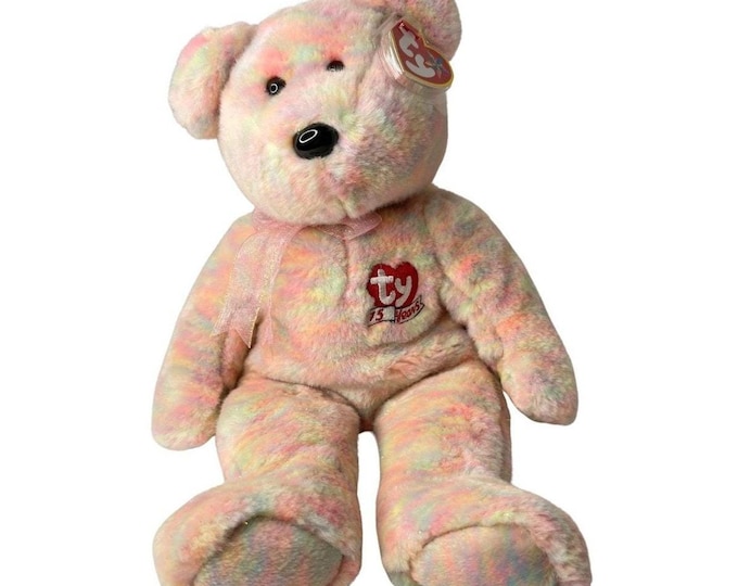 Celebrate the Bear | 15th Anniversary Pastel  | Mint Heart Tag TY Beanie Buddy