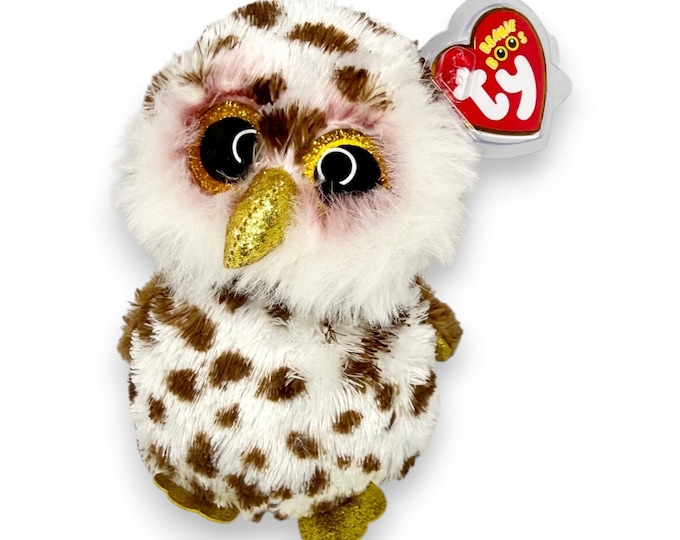 Whoolie the Owl | Fluffy Forest Friend | Mint Heart Tag TY Beanie Boo