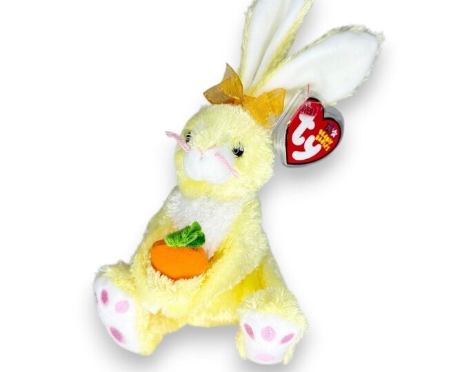 Nibblies the Rabbit | Yellow Carrot Cutie | Mint Heart Tag TY Beanie Baby