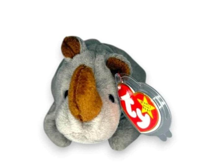 Spike the Rhinoceros  | Gentle Giant | Mint Heart Tag TY Beanie Baby