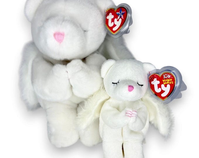 Blessed the Bear Duo | Heavenly Angels | Mint Heart Tags TY Beanie Baby & Buddy