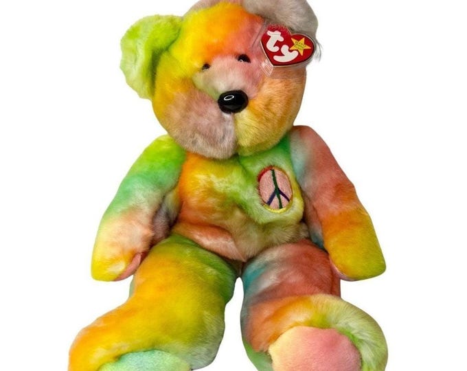 Peace the Bear Buddy | Pastel Peace Dream | Mint Heart Tag TY Beanie Buddy