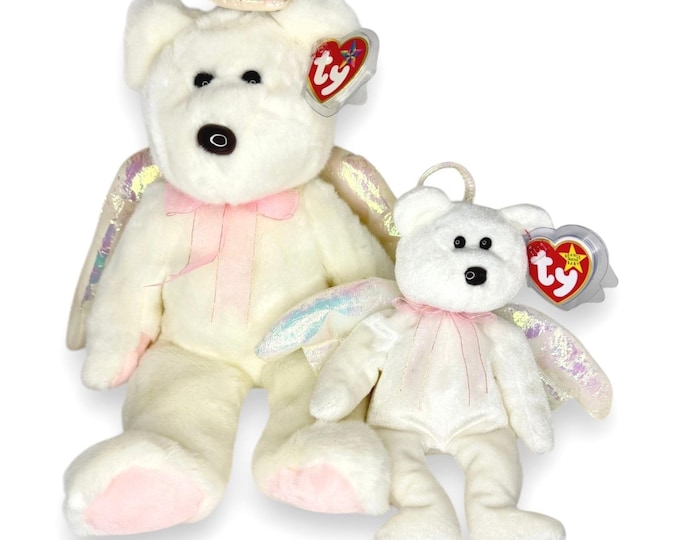 Halo the Angel Bear Duo | Heavenly Sweethearts | Mint Heart Tags TY Baby & Buddy