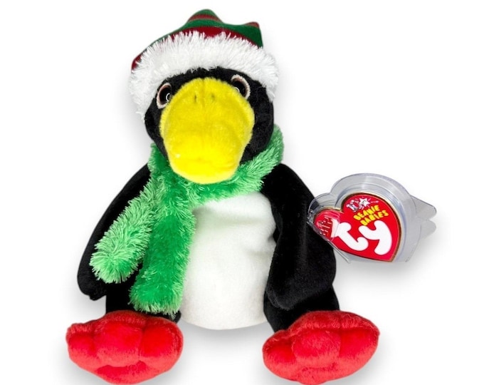 Toboggan the Penguin | Festive Winter Penguin | Mint Heart Tag TY Beanie Baby