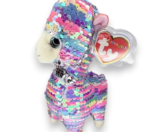 Lola the Llama | Rainbow Sequin Sparkle | Mint Heart Tag TY Flippables