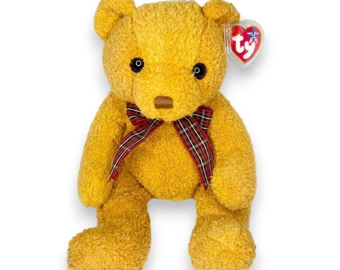 Woody the Bear Buddy | Golden Teddy Treasure | Mint Heart Tag TY Beanie Buddy