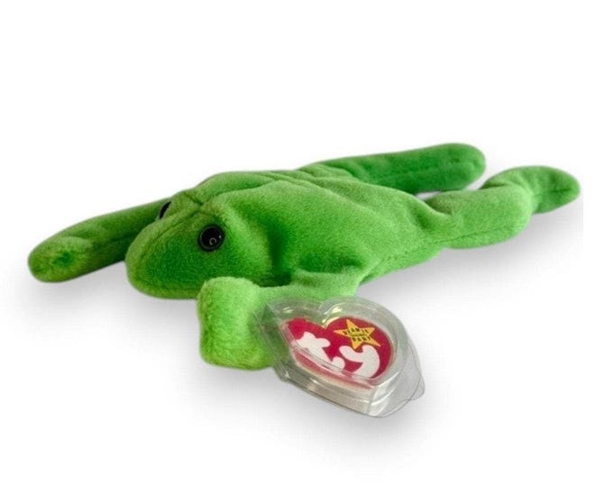 Legs the Frog | Lily Pad Lounger | Mint Heart Tag TY Beanie Baby