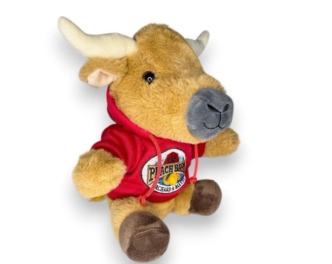 Peach Barn Bull Plush | Roadside Country Charm  | Souvenir Collectible
