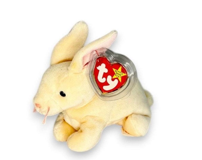 Nibbler the Rabbit | Cream Bunny Sweetheart  | Mint Heart Tag TY Beanie Baby