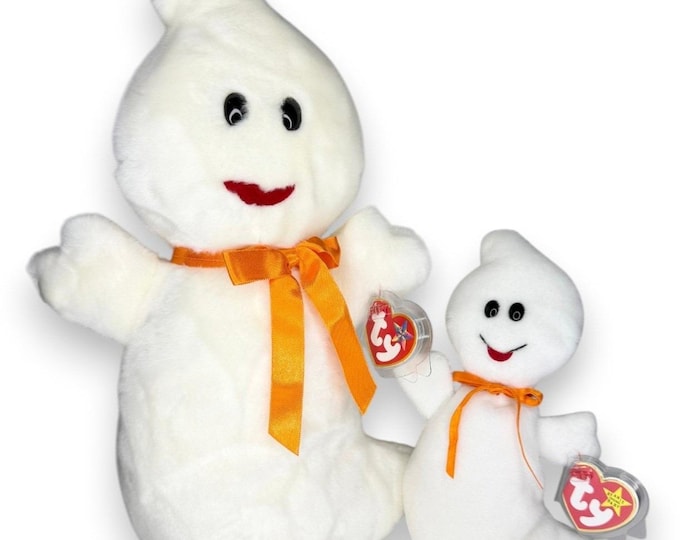 Spooky the Ghost Duo | Halloween Spirits | Mint Heart Tags TY Beanie Set