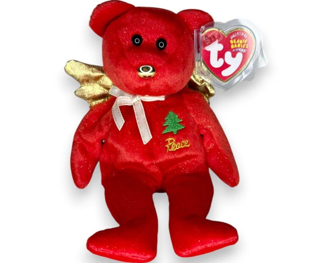 Gift the Bear | Peace Holiday Angel | Mint Heart Tag TY Beanie Baby