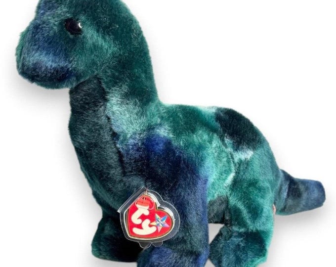 Bronty the Brontosaurus | Prehistoric Giant | Mint Heart Tag TY Beanie Buddy