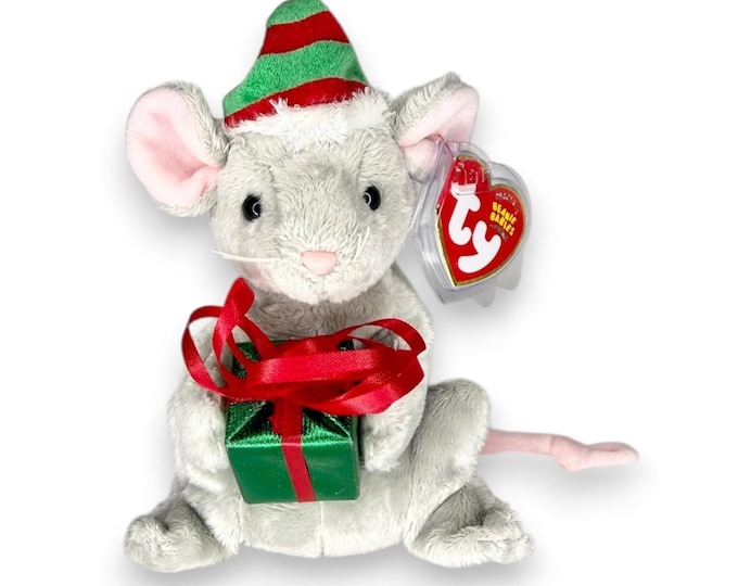 Tiny Tim the Mouse | Little Christmas Helper | Mint Heart Tag TY Beanie Baby