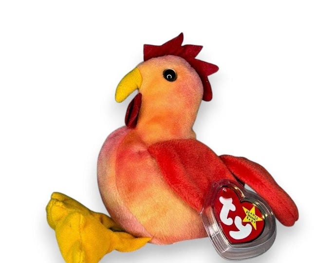 Strut the Rooster | Colorful Barnyard Strutter | Mint Heart Tag TY Beanie Baby