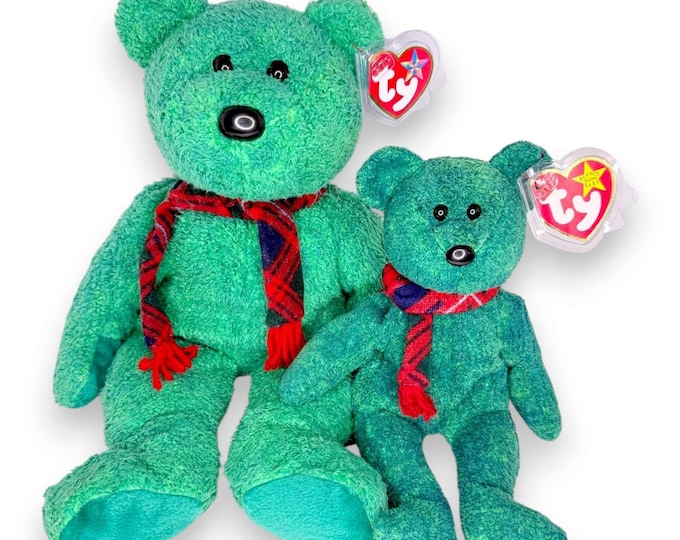 Wallace the Bear Duo | Tartan Holiday Bears | Mint Heart Tags TY Plush