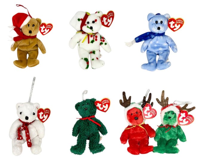 TY Holiday Teddy Jingle Beans Collection | Christmas Ornament Bears | Mint Heart Tags TY Beanie