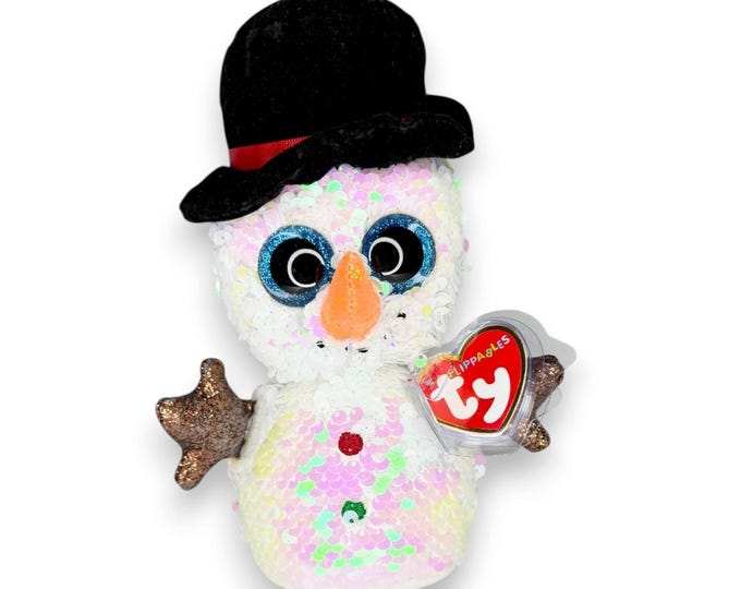 Melty the Snowman | Sparkling Winter Friend | Mint Heart Tag TY Flippables