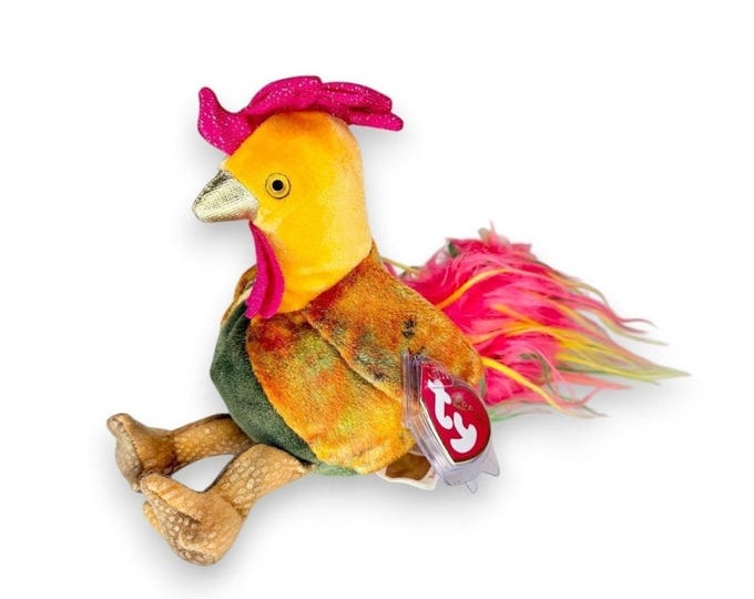 Rooster the Rooster | Colorful Zodiac Charm | Mint Heart Tag TY Beanie Baby