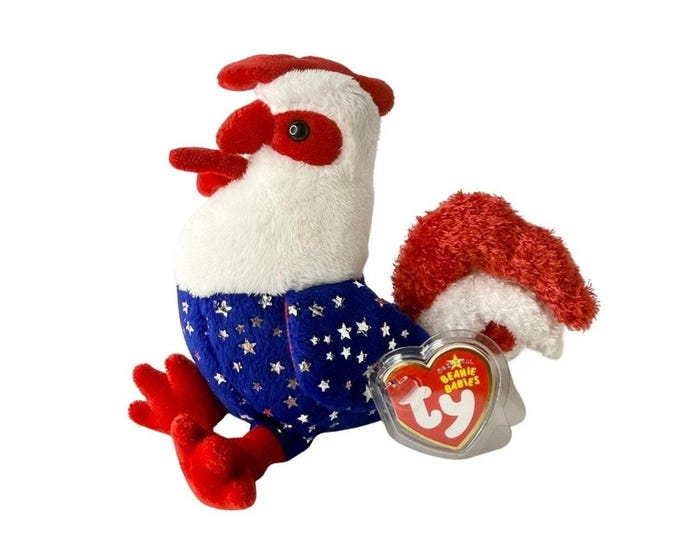 Homeland the Rooster | Patriotic Farm Friend | Mint Heart Tag TY Beanie Baby