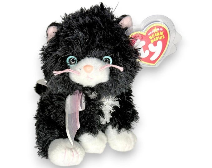 Cabaret the Cat | Fluffy Tuxedo Kitty | Mint Heart Tag TY Beanie Baby