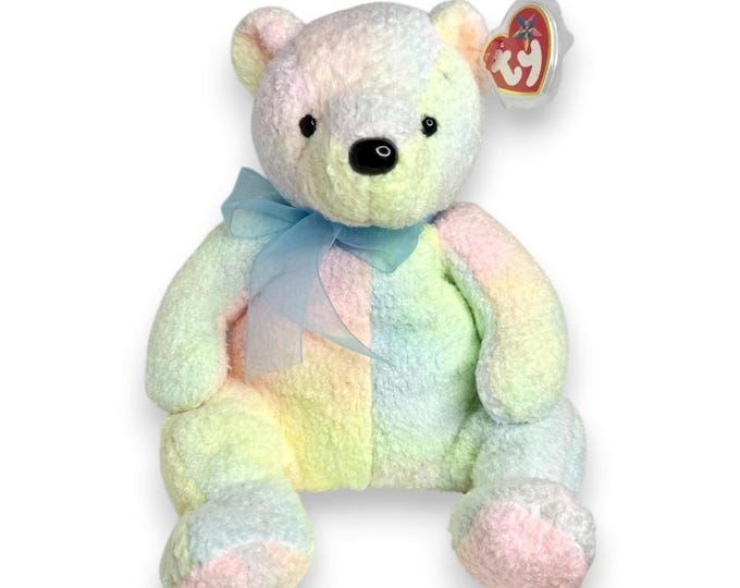 Mellow the Bear | Pastel Rainbow Dream | Near Mint Heart Tag TY Beanie Buddy
