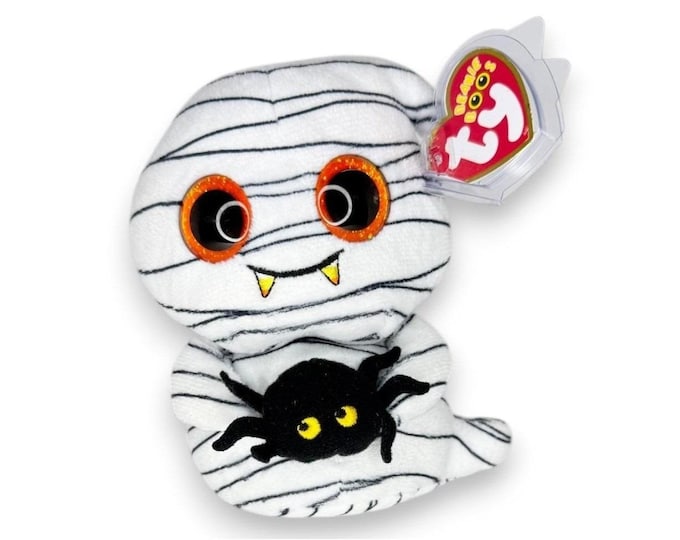 Ooooky the Ghost Ty  Boo | Spider Mummy Ghost | Mint Heart Tag TY Beanie Boo