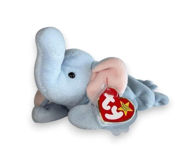 Peanut the Elephant | Powder Blue Pachyderm | Mint Heart Tag TY Beanie Baby