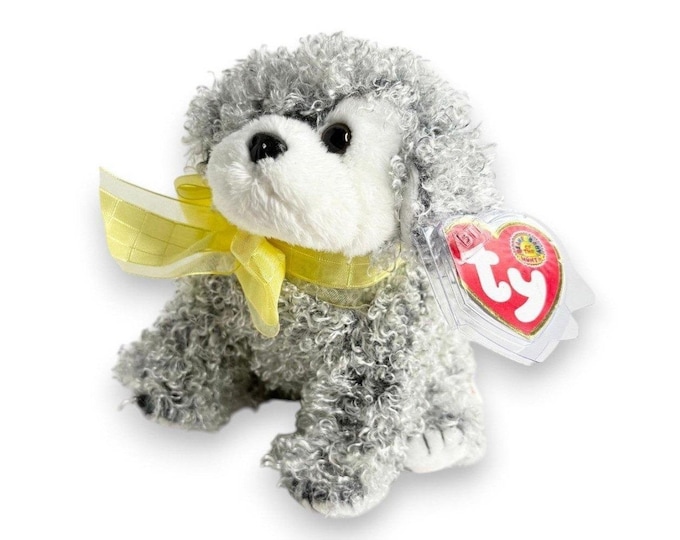 Ramble the Dog | Silver Poodle Sweetie  | Mint Heart Tag TY Beanie Baby
