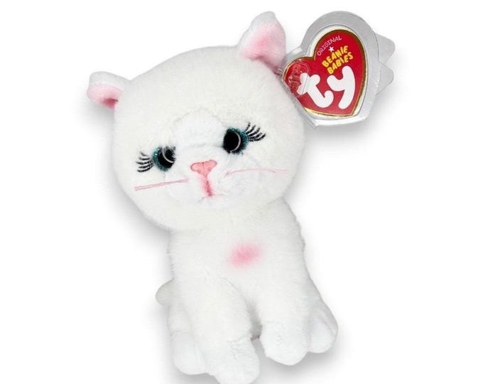 Amelia the Cat  | Elegant White Kitty | Mint Heart Tag TY Beanie Baby