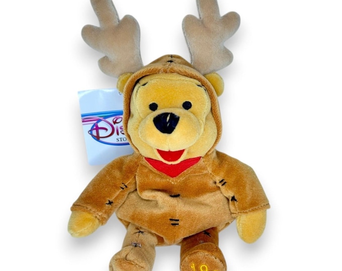 Reindeer Winnie the Pooh | Holiday Reindeer | Vintage Disney Store Bean Bag