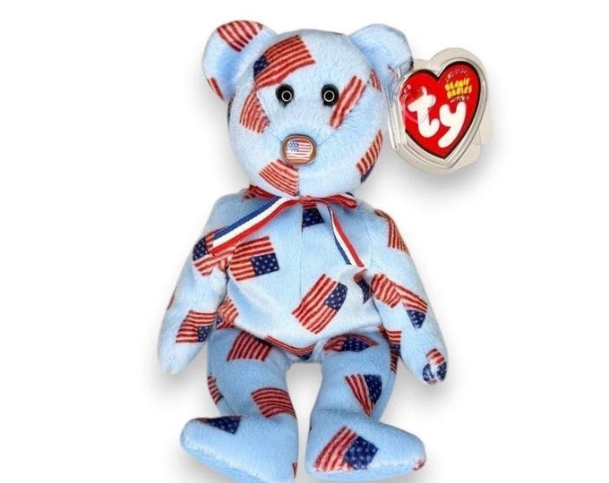 Union the Bear  | Patriotic Flag Bear | Mint Heart Tag TY Beanie Baby