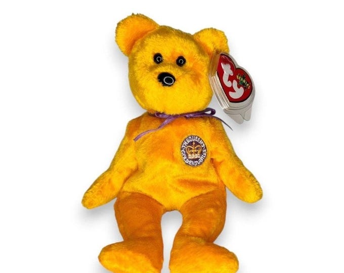 Celebrations the Bear | Golden Jubilee Royal  | Mint Heart Tag TY Beanie Baby
