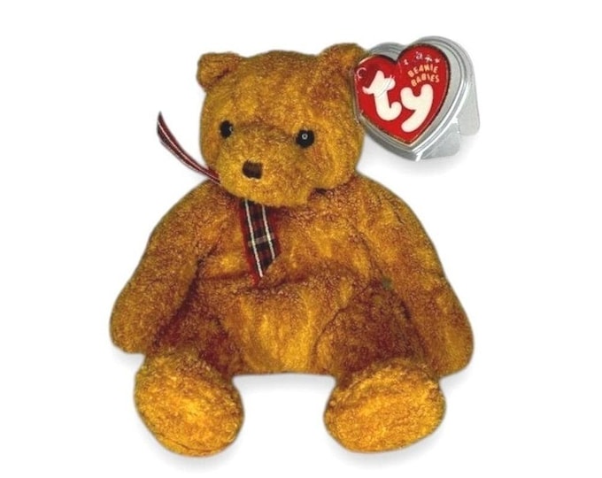 Woody the Bear | Cozy Plaid Teddy | Mint Heart Tag TY Beanie Baby