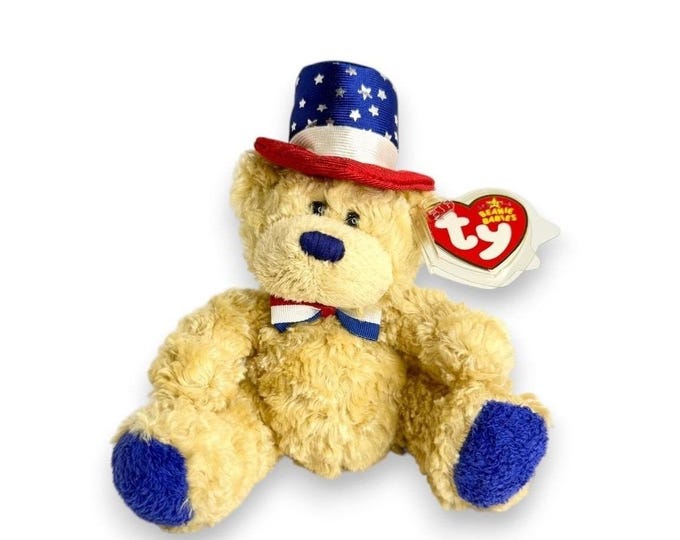 Independence the Bear | Stars & Stripes Teddy | Mint Heart Tag TY Beanie Baby