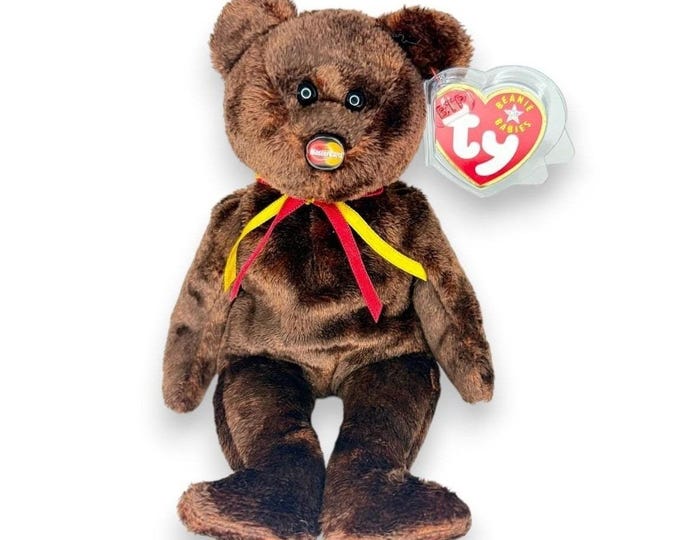 M.C. Bean the Bear Ty Beanie Baby | Mastercard Original | Mint Heart Tag TY Beanie Baby