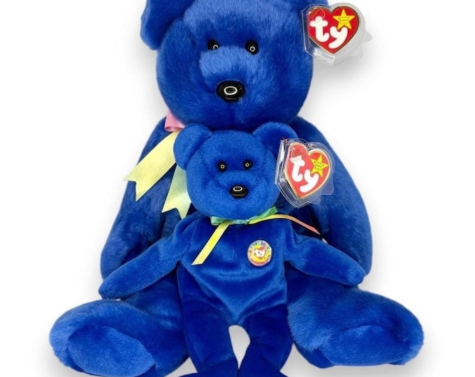 Clubby the Bear Baby & Buddy | Collector Club Originals | Mint Heart Tags TY Duo