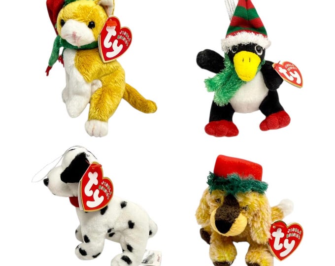 TY Jingle Beans Collection | Festive Animal Friends | Mint Heart Tags TY Beanie