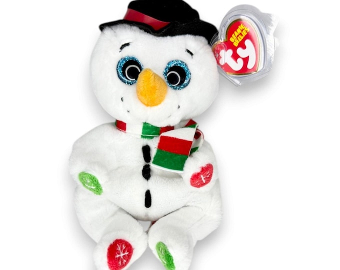 Weatherby the Snowman | Frosty Holiday Friend | Mint Heart Tag TY Beanie Bellie