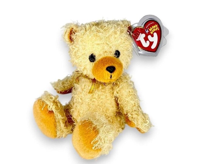 Curls the Bear | Shaggy Teddy Charm | Mint Heart Tag TY Beanie Baby