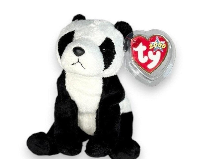 China the Panda | Black & White Classic | Mint Heart Tag TY Beanie Baby