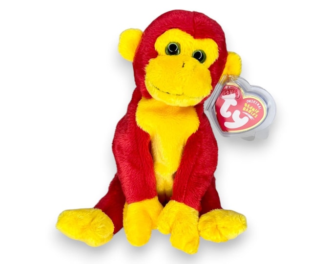 Chopstix the Monkey | Bright Jungle Buddy | Mint Heart Tag TY Beanie Baby