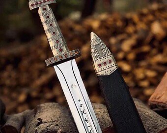 Viking Sword of King Ragnar Lothbrok , medieval sword with scabbard