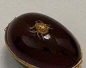 Limoges France egg trinket box with lady bug beetle