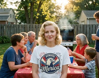 Merica Eagle Badge T-Shirt | Patriotic Americana, Fireworks 250 Years