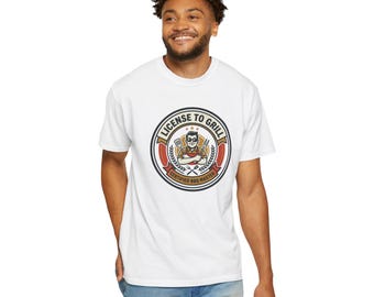License to Grill badge T-shirt | BBQ Certified Pitmaster graphic tee