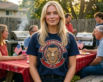 Merry Chrithmath face logo T-Shirt | Holiday graphic tee