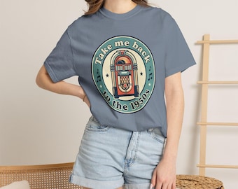 Take Me Back to the 1950s jukebox T-shirt | Retro diner music design
