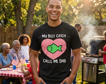 Fishing Dad T-Shirt | My Catch Heart Design, Father's Day Gift