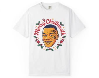 Merry Chrithmath Face wreath T-shirt | Retro Holiday Illustration